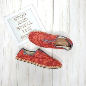 TOMS Palm Frond Printed Espadeille Flats Sz 8